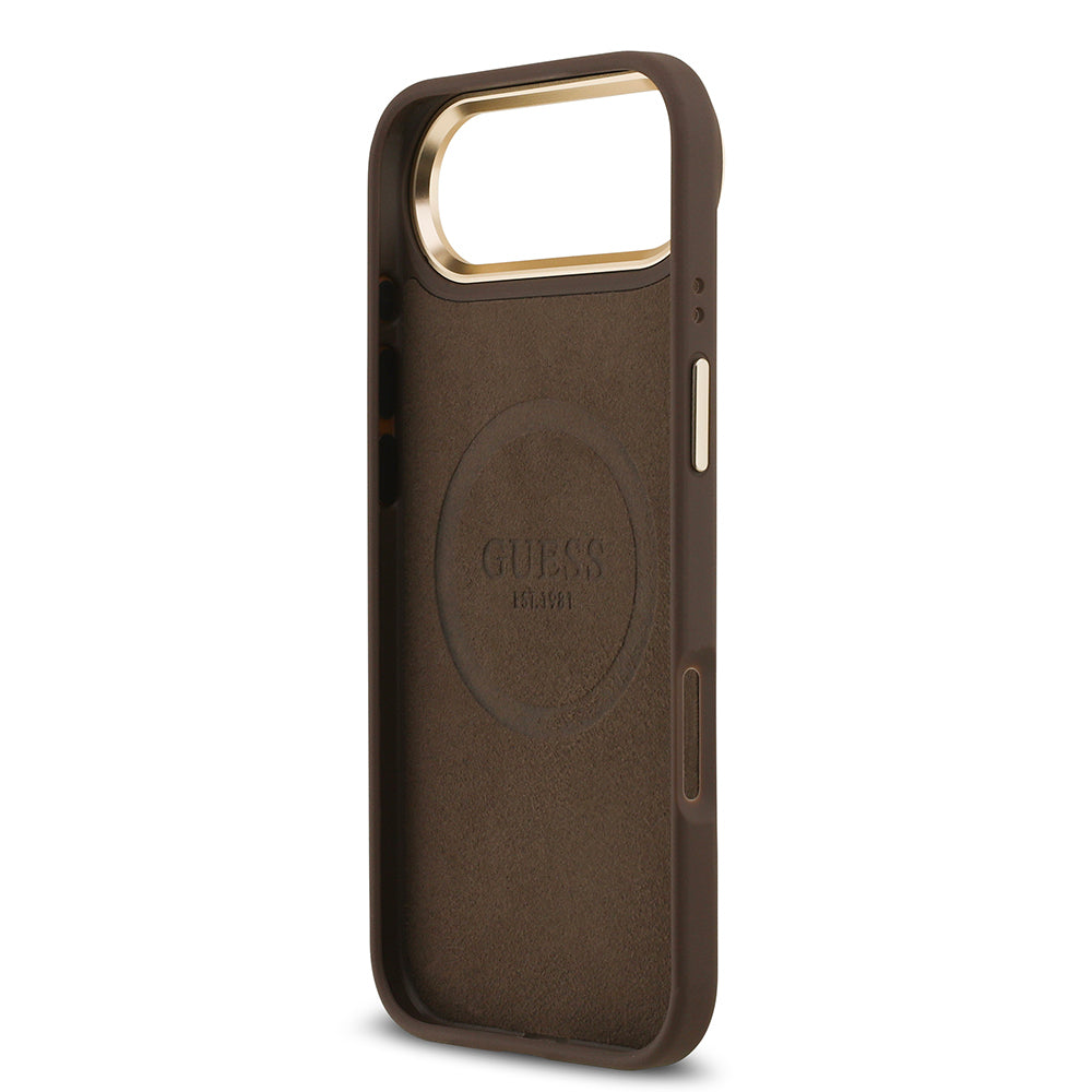 Guess iPhone 17 Air Orjinal Lisanslı M-safe Şarj Özellikli 4G Desenli PU Metal Plaka Klasik Logolu Kılıf Guess iPhone 17 Air Orjinal Lisanslı M-safe Şarj Özellikli 4G Desenli PU Metal Plaka Klasik Logolu Kılıf